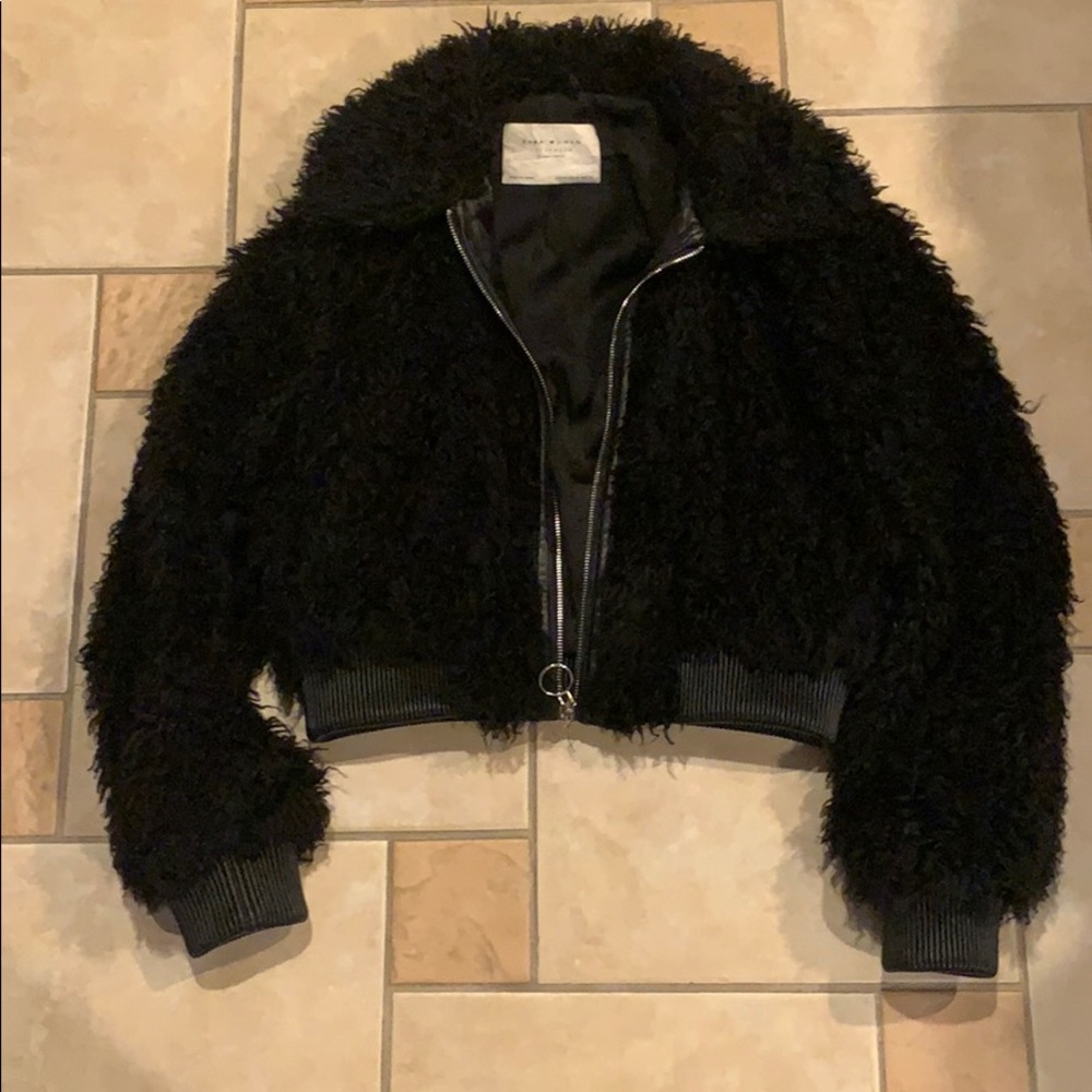 Black fury and leather jacket